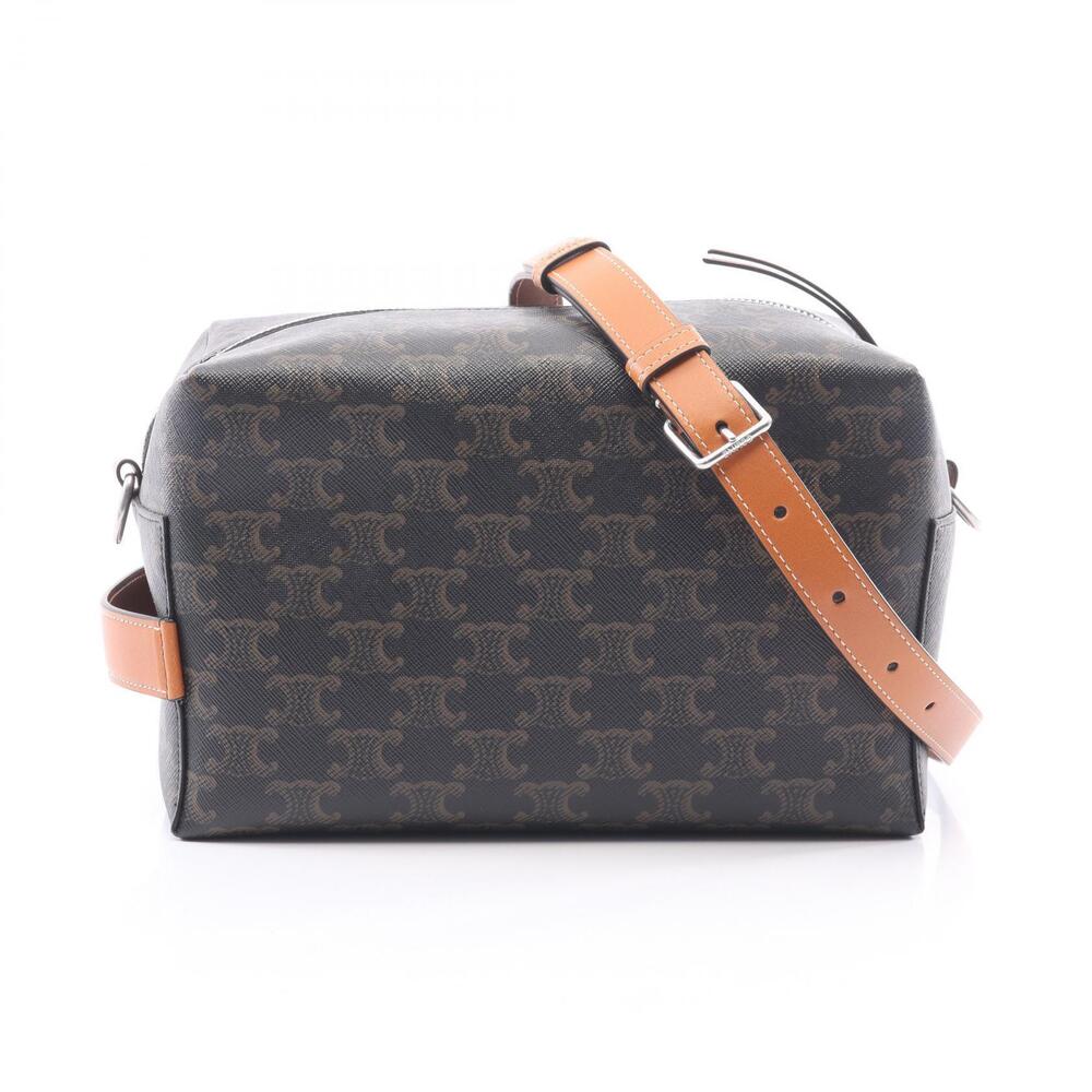 Celine Crossbody Bag Take Away Triomphe Shoulder Canvas Leather Black Brown